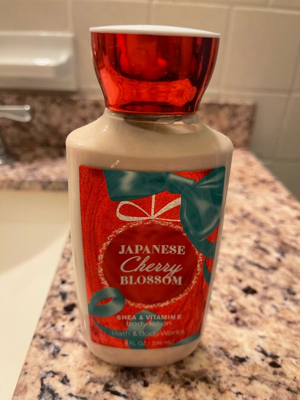 Bath & Body Works Japanese Cherry Blossom Lotion - Red & Teal Accents
